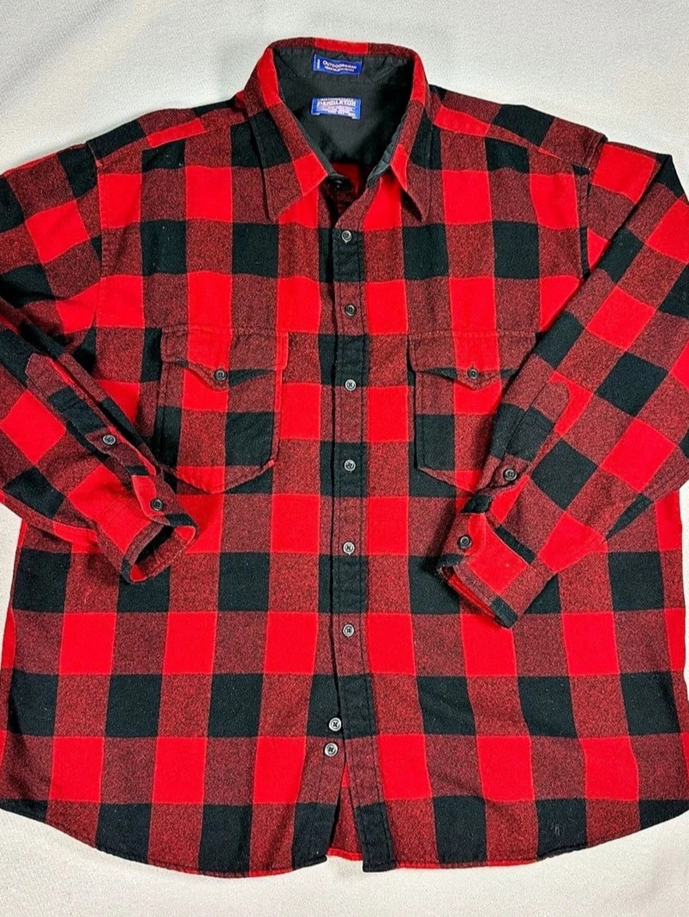 Pendleton Outdoorsman Wool Shirt Checkered Red & Black XXL